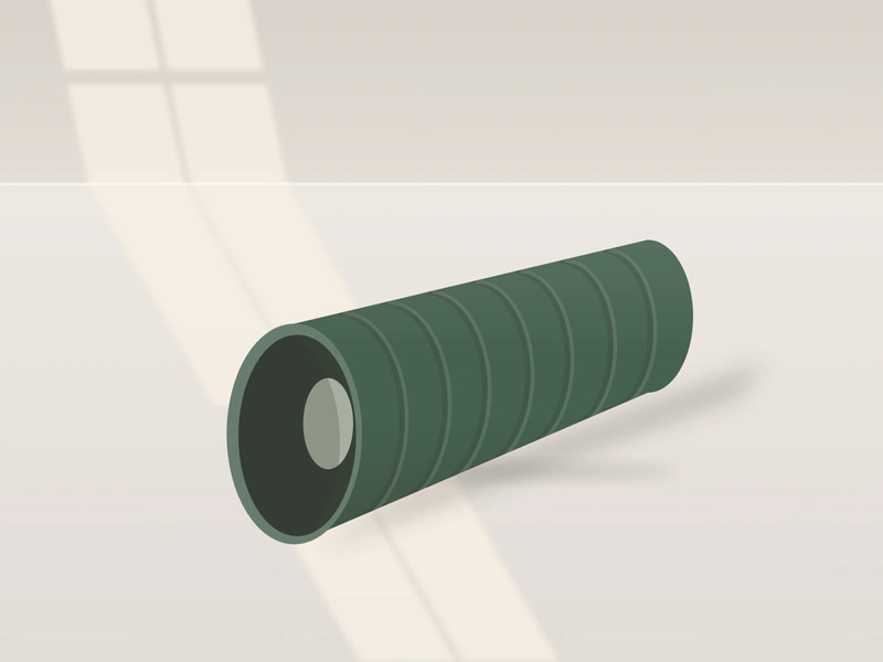 Illustration: a green fabric tunnel lying on the floor, one open end towards you